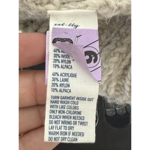 American Eagle XXL Y2K Chunky Knit Cardigan Wool Blend Fisherman Cozy Sweater - Picture 9 of 10